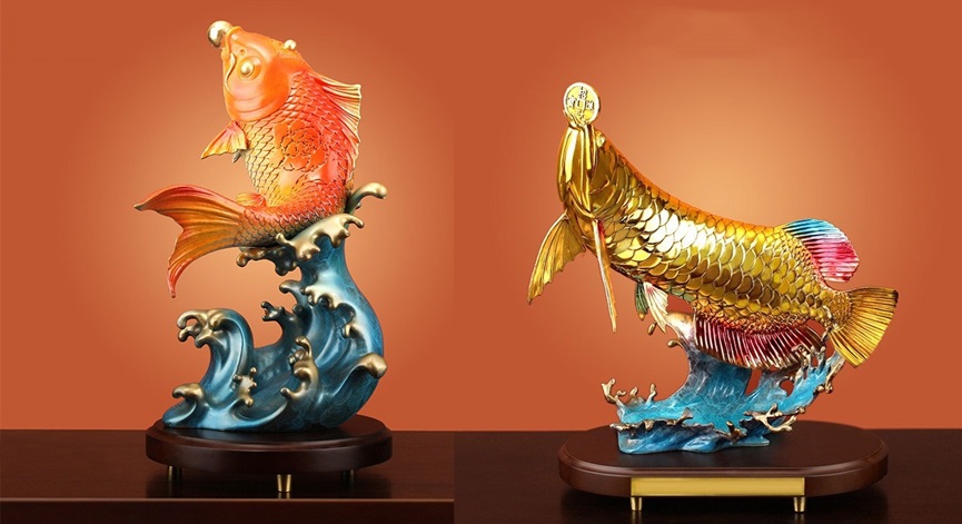 Các đồ phong thủy để bàn làm việc giúp hút may mắn tài lộc 21 Tượng cá chép hóa rồng