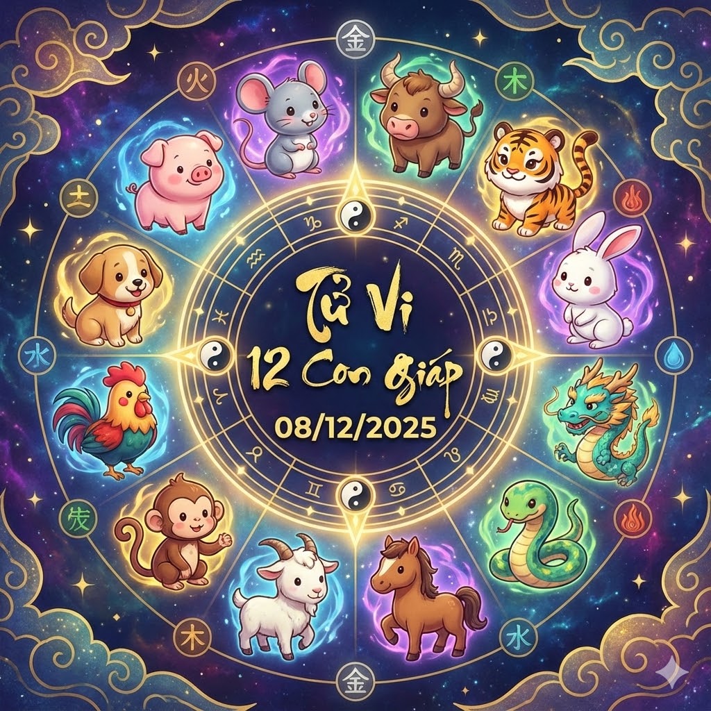 Tử vi 12 con giáp ngày 08/12/2025