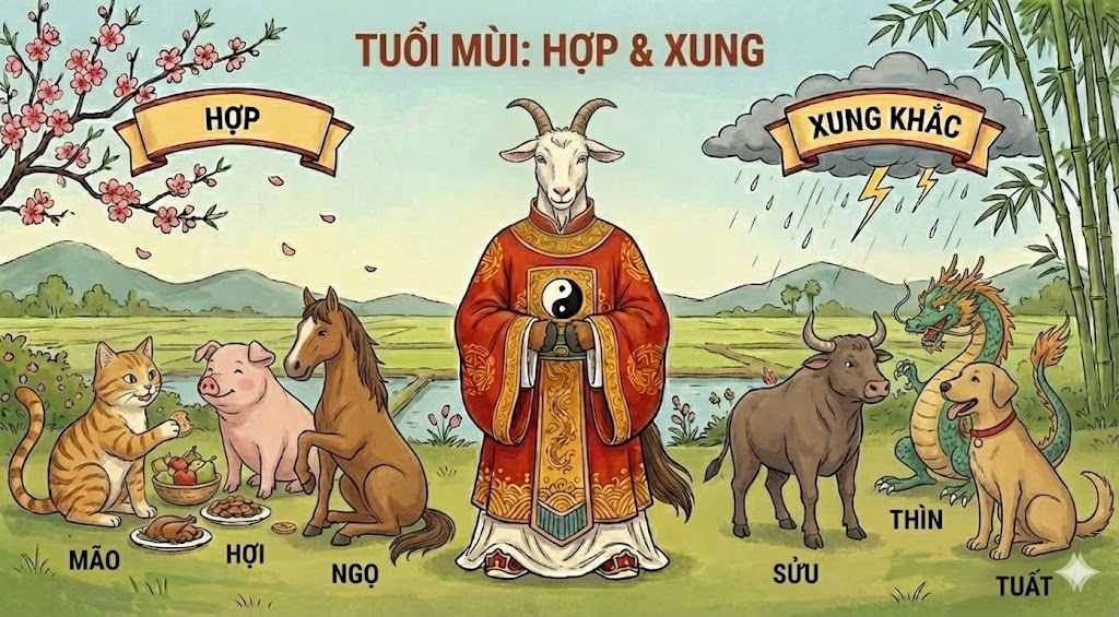 Tuổi Mùi hợp với tuổi gì và xung khắc với tuổi nào?
