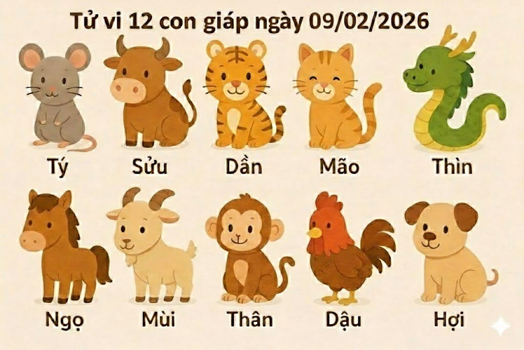 tử vi 12 con giáp ngày 09/02/2026