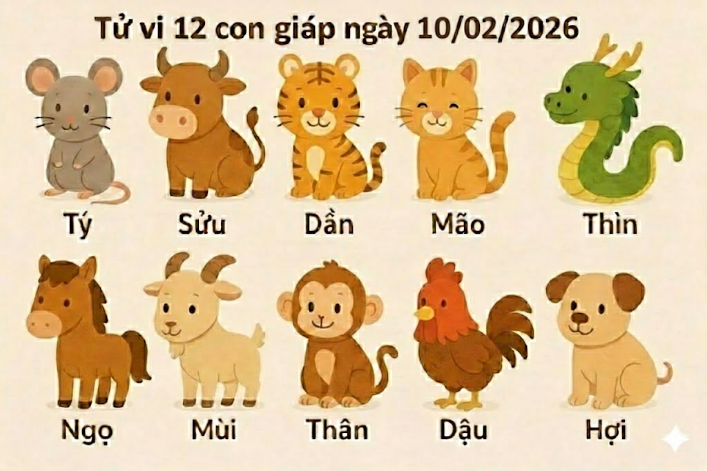 Tử vi 12 con giáp ngày 10/02/2026